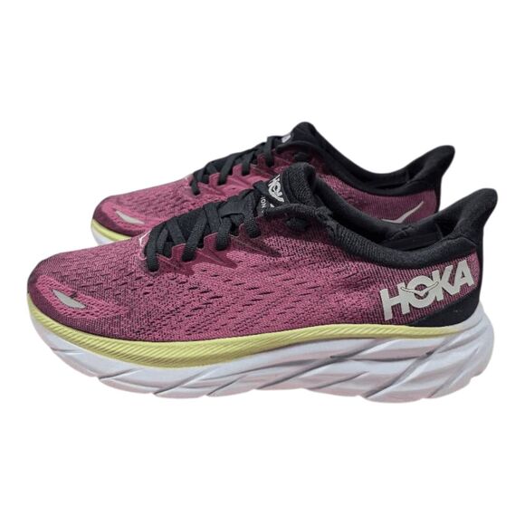 HOKA ONE ONE Clifton 8 'Ibis Rose Pink Green' Running Shoes Size 9.5B - Picture 3 of 16